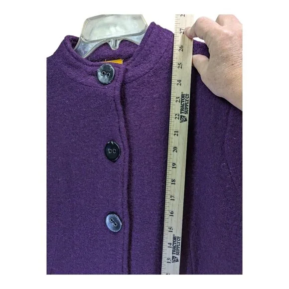Ruby Rd. Wool Coat Women M Jacket Coat Purple Black Button Accent Pleat Back - Picture 6 of 11